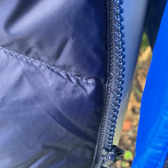 Oversized Navy Blue Down Coat Ankle Length / Hood / Royal Blue Lining Packable - Picture 8 of 12